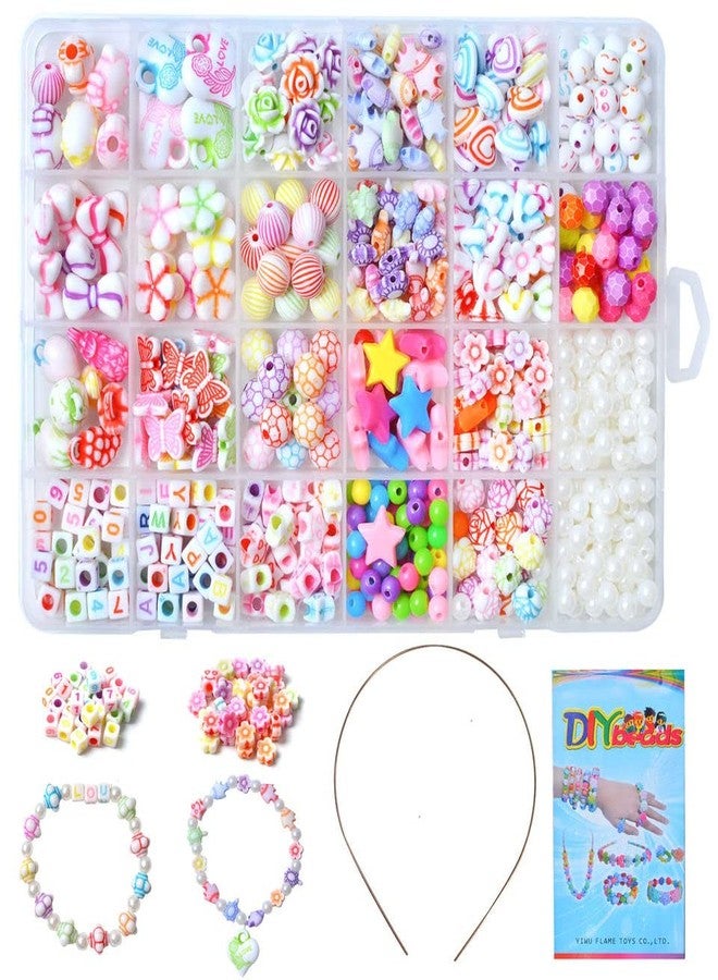 DRIXTY Beads for Kids Crafts Children's Jewelry Making Kit DIY Bracelets Necklace Hairband and Rings Craft Kits Birthday for 4, 5, 6, 7-Year-Old Little Girls-Multicolor - Image 1